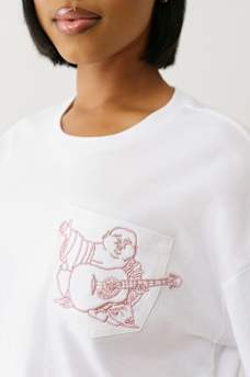 EMBROIDERED BUDDHA BOXY CROPPED TEE, image 5