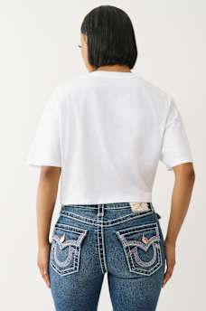 EMBROIDERED BUDDHA BOXY CROPPED TEE, image 6