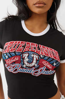 CRYSTAL LOGO RINGER BABY TEE, image 2