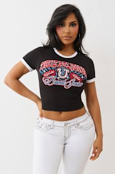 CRYSTAL LOGO RINGER BABY TEE, image 3