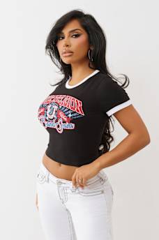 CRYSTAL LOGO RINGER BABY TEE, image 5