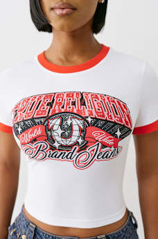 CRYSTAL LOGO RINGER BABY TEE, image 2