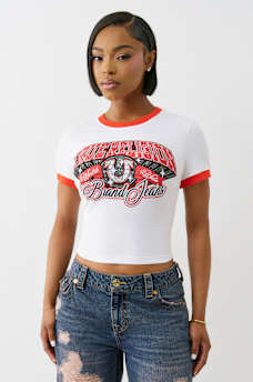 CRYSTAL LOGO RINGER BABY TEE, image 3
