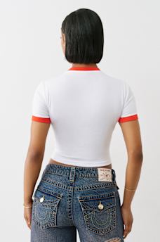 CRYSTAL LOGO RINGER BABY TEE, image 6