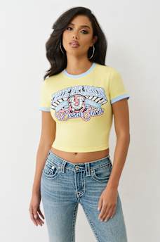 CRYSTAL LOGO RINGER BABY TEE, image 3