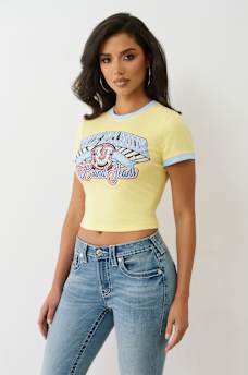 CRYSTAL LOGO RINGER BABY TEE, image 4