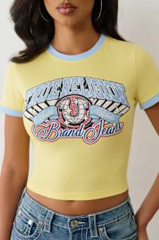 CRYSTAL LOGO RINGER BABY TEE, image 1