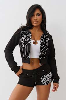 SHRUNKEN ROPE STITCH ZIP HOODIE, image 3