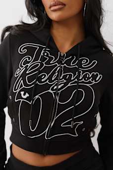 SHRUNKEN ROPE STITCH ZIP HOODIE, image 1