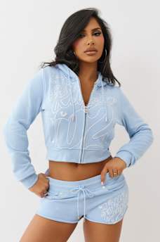 SHRUNKEN ROPE STITCH ZIP HOODIE, image 2