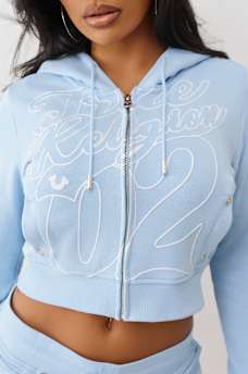 SHRUNKEN ROPE STITCH ZIP HOODIE, image 1