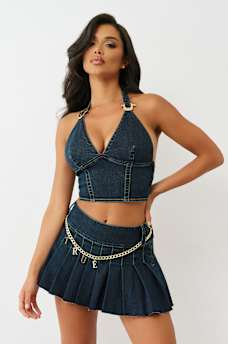DENIM HALTER TOP, image 2