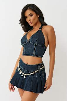 DENIM HALTER TOP, image 4