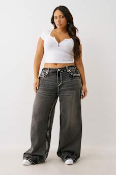 PLUS JESSIE MID RISE BIG T BUDDHA POCKET BAGGY JEAN, image 3