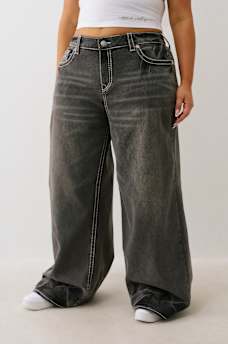 PLUS JESSIE MID RISE BIG T BUDDHA POCKET BAGGY JEAN, image 4