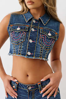 CROPPED SUPER T DENIM VEST, image 1