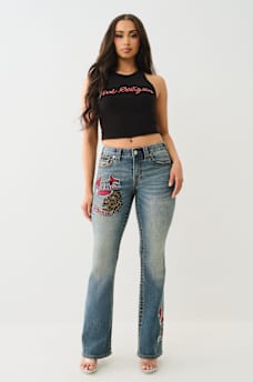 BECCA CRYSTAL TATTOO MID RISE BIG T BOOTCUT JEAN, image 2