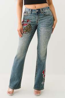 BECCA CRYSTAL TATTOO MID RISE BIG T BOOTCUT JEAN, image 3