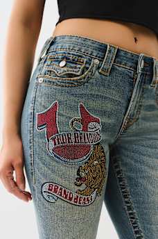 BECCA CRYSTAL TATTOO MID RISE BIG T BOOTCUT JEAN, image 4