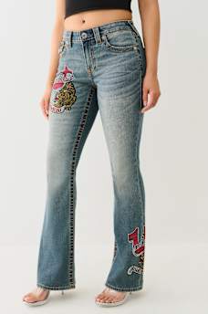 BECCA CRYSTAL TATTOO MID RISE BIG T BOOTCUT JEAN, image 1