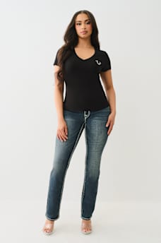 CRYSTAL LOGO V NECK TEE, image 3