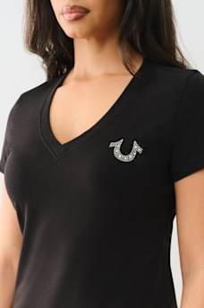 CRYSTAL LOGO V NECK TEE, image 5
