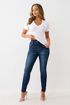 CRYSTAL LOGO V NECK TEE, image 2