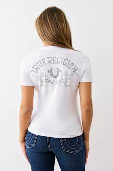 CRYSTAL LOGO V NECK TEE, image 5