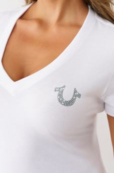 CRYSTAL LOGO V NECK TEE, image 6