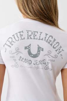 CRYSTAL LOGO V NECK TEE, image 1