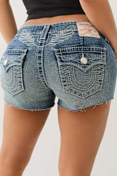 JOEY BIG T WINGED HORSESHOE FRAYED SHORT, image 1