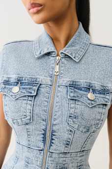DENIM ZIP FRONT MINI DRESS, image 5