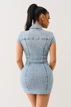 DENIM ZIP FRONT MINI DRESS, image 6