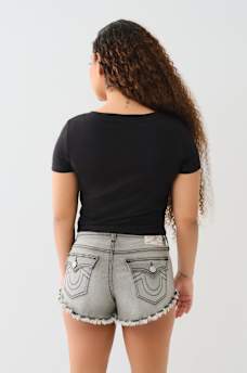 CRYSTAL HORSESHOE V NECK BABY TEE, image 5