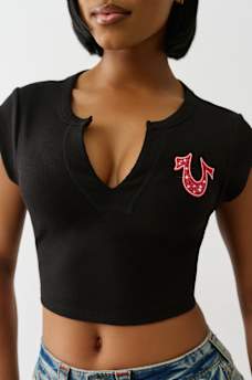 CRYSTAL LOGO NOTCH BABY TEE, image 2