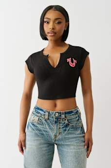 CRYSTAL LOGO NOTCH BABY TEE, image 3