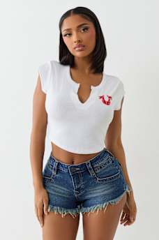 CRYSTAL LOGO NOTCH BABY TEE, image 2