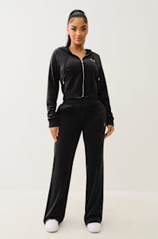 VELOUR CRYSTAL SHRUNKEN ZIP HOODIE, image 3