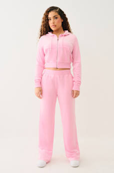 VELOUR CRYSTAL SHRUNKEN ZIP HOODIE, image 3