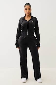 VELOUR CRYSTAL HORSESHOE STRAIGHT LEG PANT, image 2