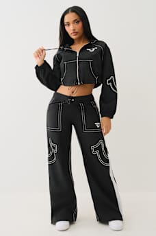 SHRUNKEN BIG T NYLON ZIP HOODIE, image 2