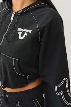 SHRUNKEN BIG T NYLON ZIP HOODIE, image 6