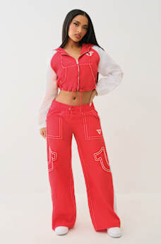 SHRUNKEN BIG T NYLON ZIP HOODIE, image 2