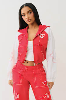 SHRUNKEN BIG T NYLON ZIP HOODIE, image 3