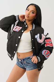 SATIN VARSITY BOMBER JACKET, image 3