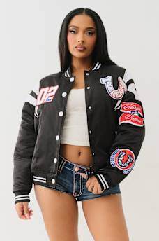 SATIN VARSITY BOMBER JACKET, image 1