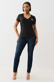 CRYSTAL OUTLINE V NECK TEE, image 3