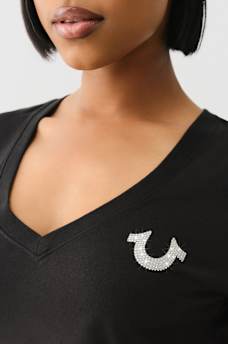 CRYSTAL OUTLINE V NECK TEE, image 6