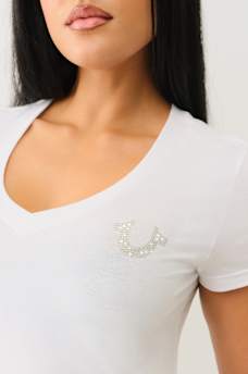 CRYSTAL OUTLINE V NECK TEE, image 5