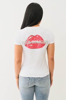 CRYSTAL OUTLINE V NECK TEE, image 6